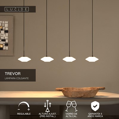 Lucide TREVOR - Lámpara colgante - 4xG9 - Ópalo